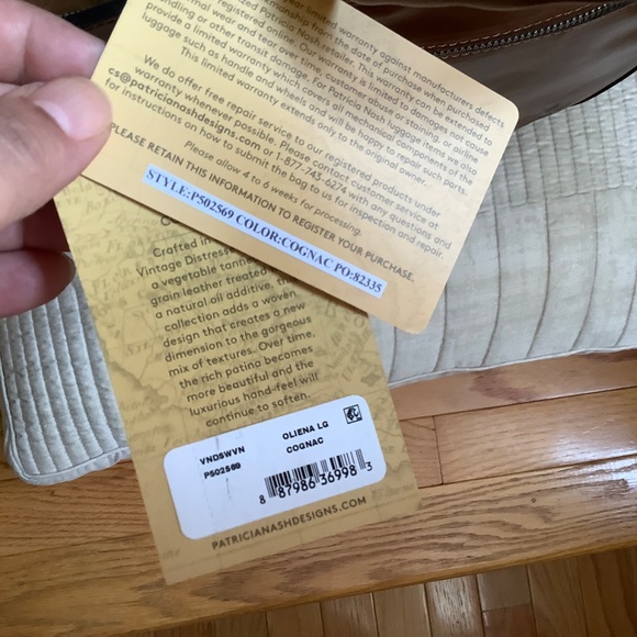 Patricia Nash Woven Leather Oliena Top Handle Satchel Crossbody Cognac SZ Large - Picture 13 of 16